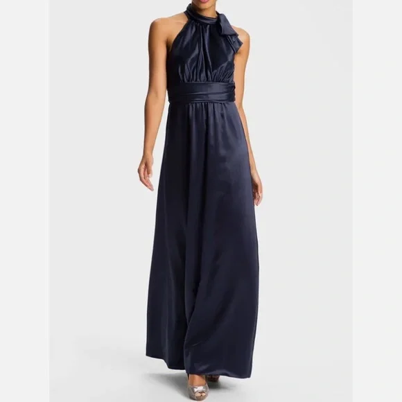 Amsale | Dresses | Amsale Navy Silk Bridesmaid Gown Dress Size 2high Neck With Tie Bow | Poshmark Amsale | Dresses | Amsale Navy Silk Bridesmaid Gown Dress Size 2high Neck With Tie Bow | Poshmark
